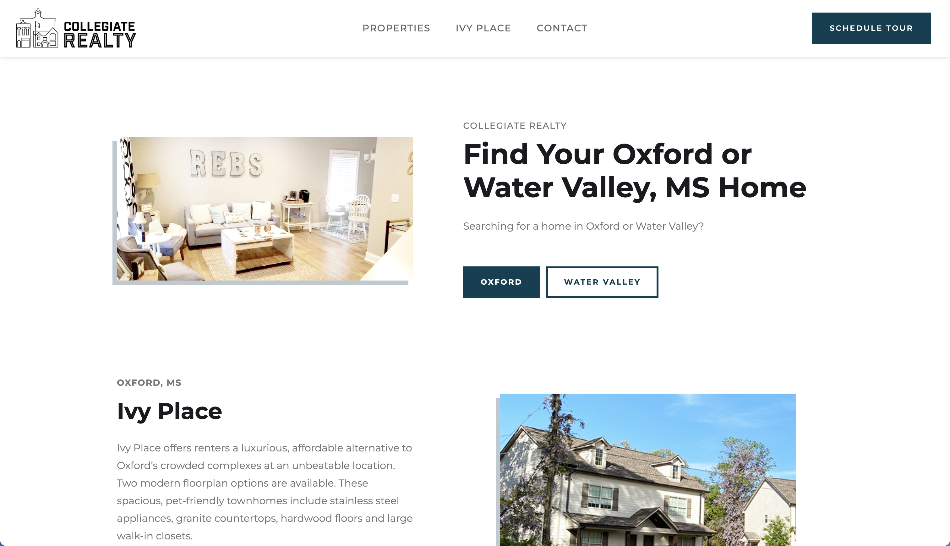 Collegiate Realty Rentals in Oxford & Water Valley